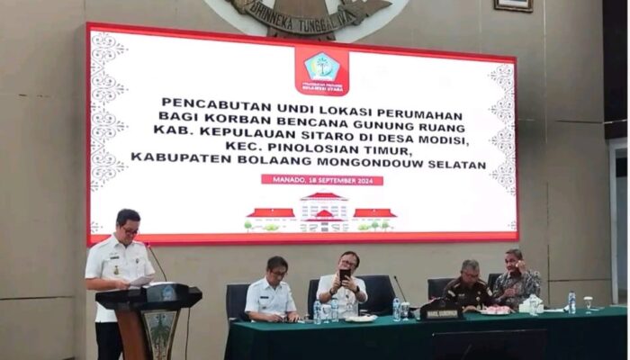 Pj. Bupati Sitaro Hadiri Pencabutan Undi Lokasi Perumahan Bagi Korban Erupsi Gunung Ruang