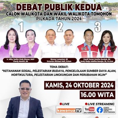 Esok, Debat Publik Kedua Calon Wali Kota-Wawali Tomohon Pilkada 2024