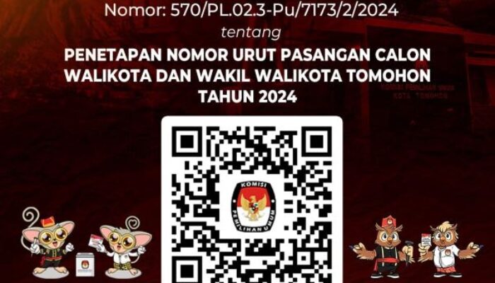 Pengumuman Penetapan Nomor Urut Pasangan Calon Wali Kota dan Wakil Wali Kota Tomohon